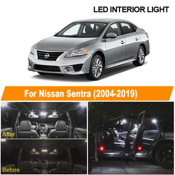 

White Car Bulbs LED Interior Reading Map Dome Light Kit For Nissan Sentra 2004 2005 2006-2017 2018 2019 License Plate Lamp