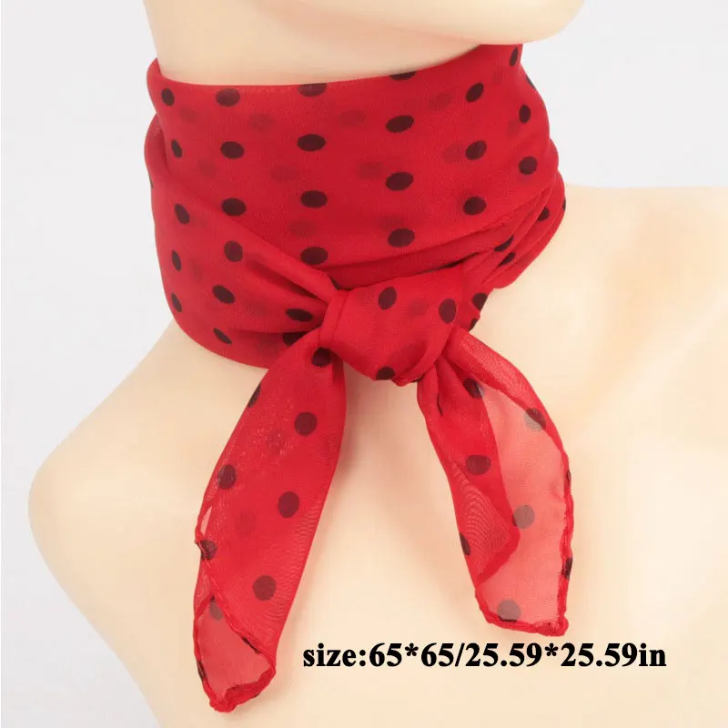 65*65cm Summer Fashion Chiffon Polka Dot Scarf Ladies Head