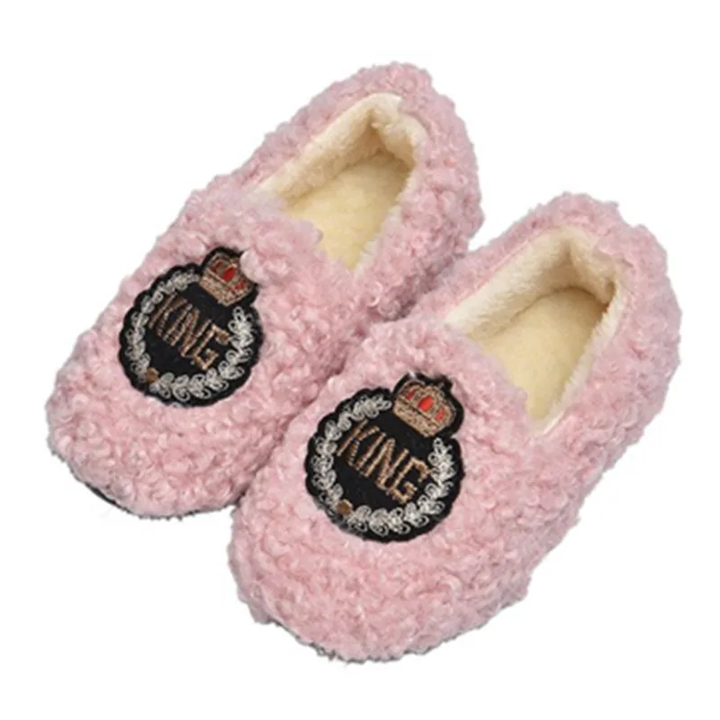 Зимняя детская теплая бархатная обувь для девочек; флисовая обувь с короной; комнатная обувь; 21-30; 3 цвета; tx07