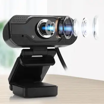 

1080P USB Webcam Conference Video Calling Computer Camera Adjustable Angle with Microphone Plug and Play