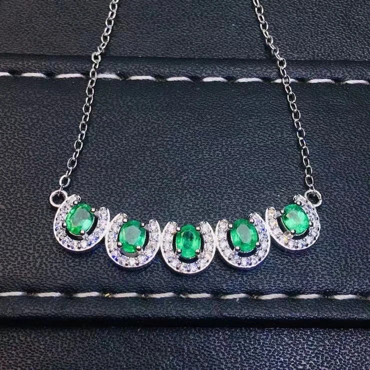

2021 newest style natural emerald pendant for necklace real 925 silver natural gem certificate special design exquisite gift