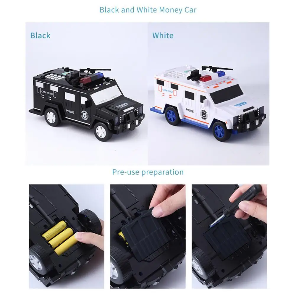 Multifunctional Car Piggy Bank Voice Switching Police Car Model Piggy Bank Kids Educational Toy Perfect Gifts 3