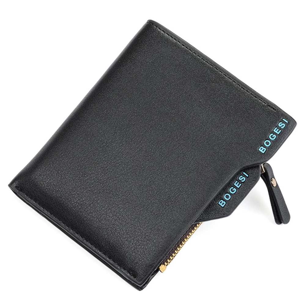 

Purse Card Slots Soft PU Leather Fashion Large Capacity Men Wallet Multifunction Short Anti-scratch Clutch Solid Zipper
