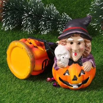 

3pcs Halloween LED Witch Lights Desktop Adornment Pumpkin Light Decor for Festival Party (Assorted Color, Built-in Battery)