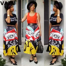 VAZN GOYP15339 элегантные плиссированные юбки с принтом в английском стиле Модные женские Клубные длинные юбки средней длины сексуальные женские юбки