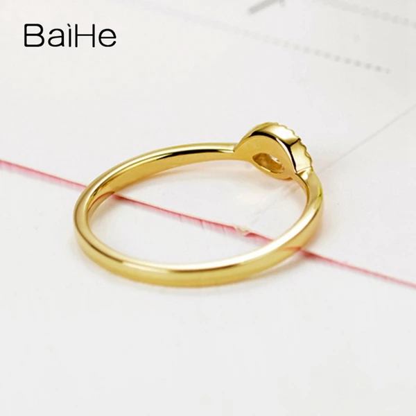 BAIHE Solid 14K желтое золото 0.06CT Сертифицированный H/SI огранка маркиз подлинные натуральные бриллианты свадебные женские модные ювелирные изделия кольцо