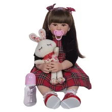 24 дюймовые куклы-реборн 60 см, силиконовая Мягкая Реалистичная кукла принцессы для девочек, распродажа, этническая кукла для детей, подарок на день рождения, Рождество