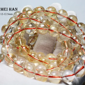 

Meihan natural citrinee clear 12-12.5mm,13-13.5mm,yellow quartz smooth round bracelet for jewelry making design