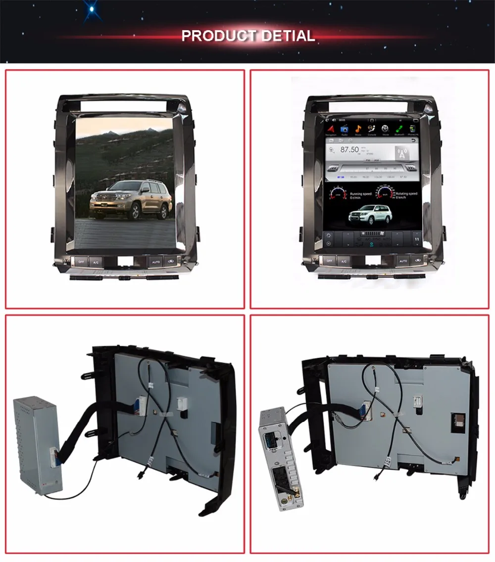 Best Android 8.1 Tesla style Car DVD Player GPS Navigation for Toyota Land Cruiser LC200 2008-2015 car auto stereo Radio head unit 4G 13