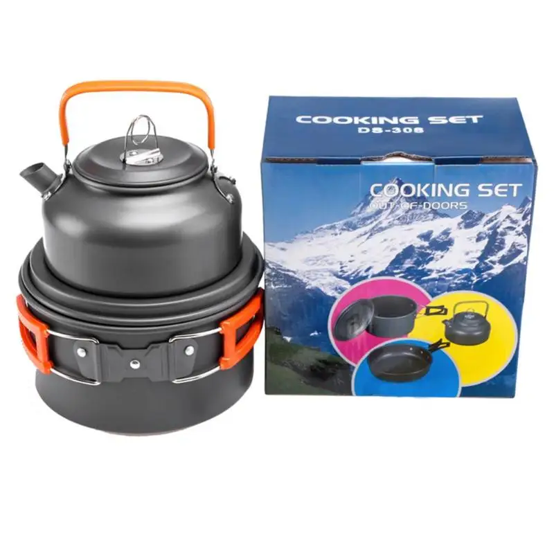 

Outdoor Camping Cookware Utensils Dishes Cookware Set Picnic Hiking Heat Pot Kettle Outdoor Tourism Cook set of dishes for picni