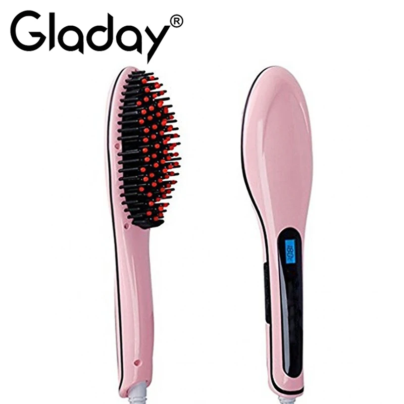 

Wholesale Electric Hair Straightener Brush Hair Brush Comb Advanced Digital Comb Heating Ionic Hair Brush