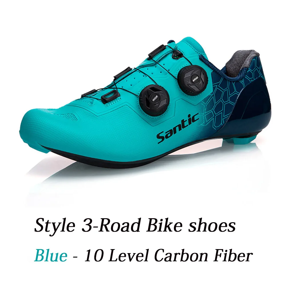 Style 3-Blue 5 стильных велосипедных кроссовок SANTIC, подошва из углеродного волокна, профессиональная велосипедная обувь для шоссейного велосипеда, MTB, Мужская Сверхлегкая дышащая обувь, самофиксирующаяся обувь - Цвет: Style 3-Blue