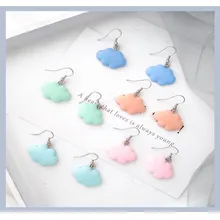 Серьги-гвоздики голубое небо и белые облака милый акриловый милые серьги Оригинальные подарки ручной работы модные летние милые ювелирные изделия