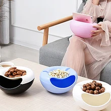 

Creative Multi-Style Shape Lazy Snack Bowl Plastic Double Layers Snack Storage Box Bowl Fruit Plate With Phone Holder Fruit Bowl