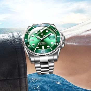 

LIGE New Business Watches Men Automatic Mechanical Tourbillon Clock Sports Full Steel 100 Waterproof Green Water Ghost Watch Men