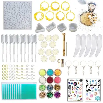 

DIY Key Chain Jewelry Making Crafts Epoxy Mold Glitter Sequins Water Ripple Silicone Cast Mold and Tool Set