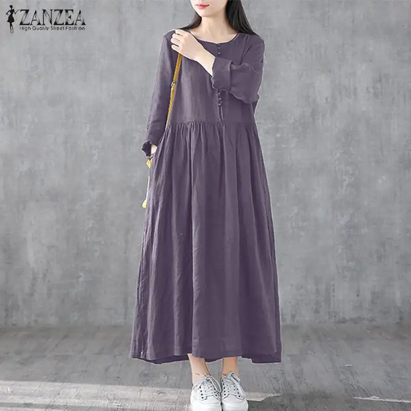 2022 Autumn Embroidery Long Shirt Dress ZANZEA Vintage Casual Cotton Linen Vestidos Women Long Sleeve Sundress Kaftan blazer dress