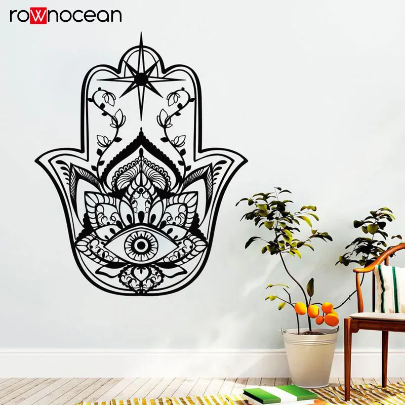 Наклейки на стену Hamsa Hand Yoga Мандала с Буддой виниловые украшения для дома