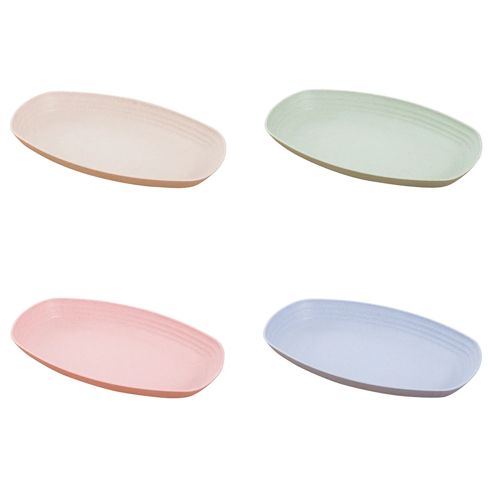 Столовые тарелки из пшеничной соломы набор пластиковых столовых приборов