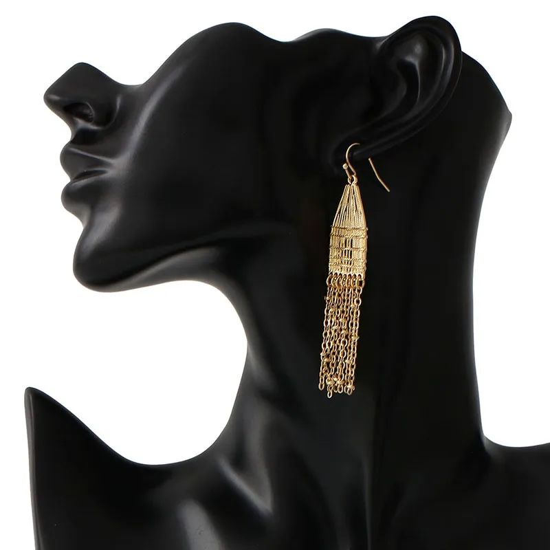 Shineland золотые серьги треугольной формы Длинные кисточкой свободные модные серьги Винтажные Ювелирные изделия оптом Очаровательная бижутерия