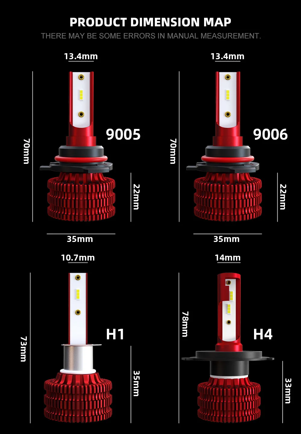 CROSSFOX 1 Pair Led Fog Lights H11 H8 H9 H1 H7 9005 HB3 9006 HB4 Headlight Bulbs fog Lamp Car Accessories 12V 6000K 8000LM