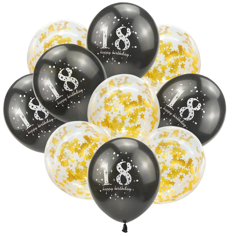 Воздушные шары золотые и черные 18 украшения на день рождения 18 день рождения латексные конфетти шары для 18 лет декоративные шары 6XN