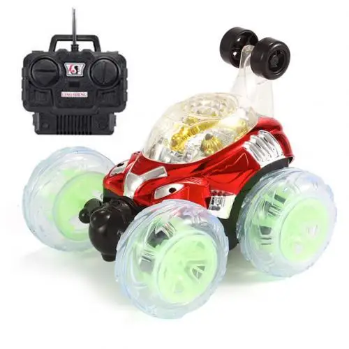 Mini 4 Каналы RC автомобиль 360 спиннинг флип внедорожная модель с светодиодный мигающие светящиеся устройства с музыкальным детская зарядная станция для игрушек автомобиль детские игрушки - Цвет: 14cm Red