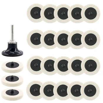 

2 Inch Compressed Wool Fabric QC Disc Polishing Buffing Pads Wheels with 1Pcs 2 Inch Disc Pad Holder with 1/4 Inch Shank Perfect