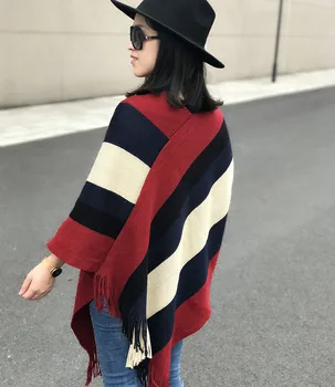 

New style fringed Pullover fringed knitted shawl in autumn and winter in Europe and America