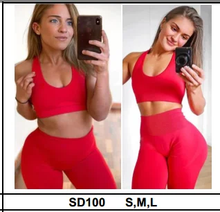 SD100 Red Однотонная женская одежда для фитнеса и йоги, бесшовные леггинсы для занятий спортом - Цвет: SD100 Red