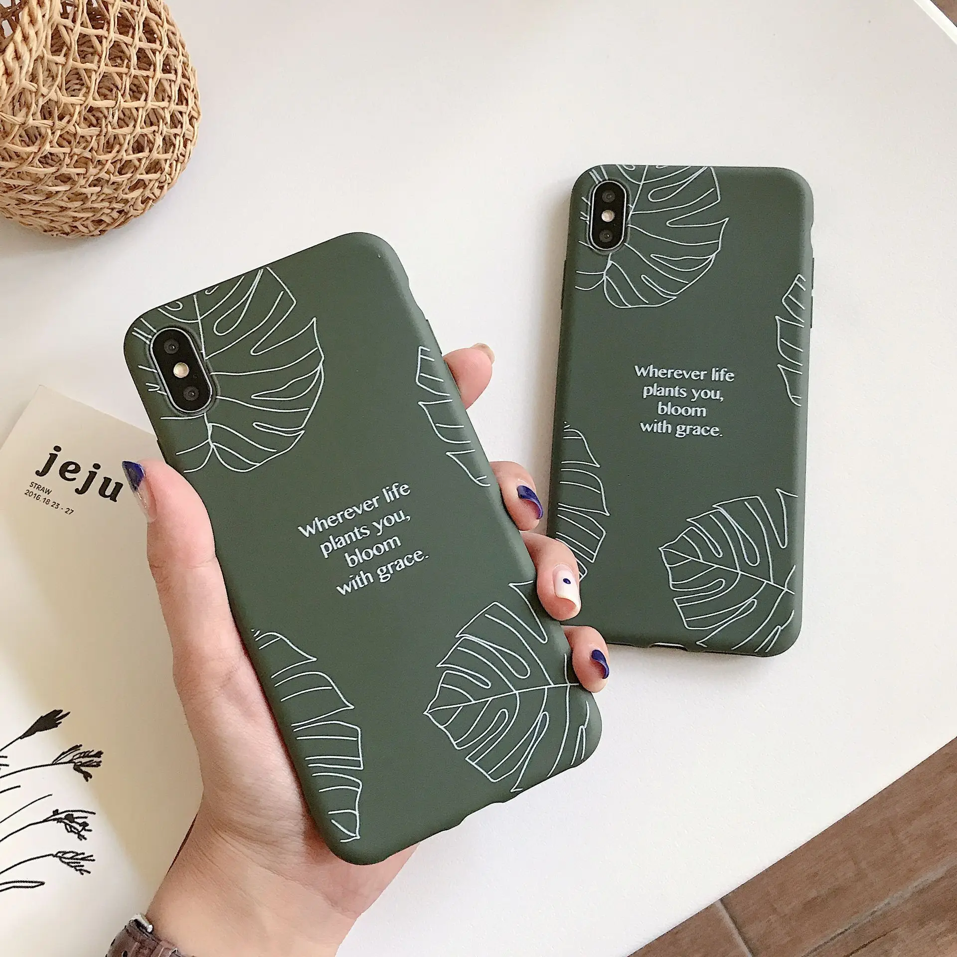 Арт банановый лист чехол для телефона iPhone 7 6 6s 8 Plus XR X XS Max Матовая Мягкая