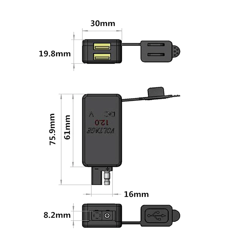 Легко Применение вольтметр UV прочная Портативный 12-24V с двойным дисплеем, Порты и разъёмы Автомобиль Мотоцикл зарядки телефона SAE к USB