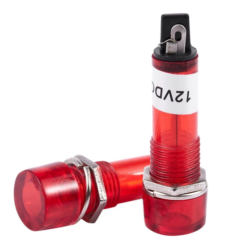 uxcell Signal Indicator Light DC 12V 12mm Red LED Metal Shell with Symbol NOS