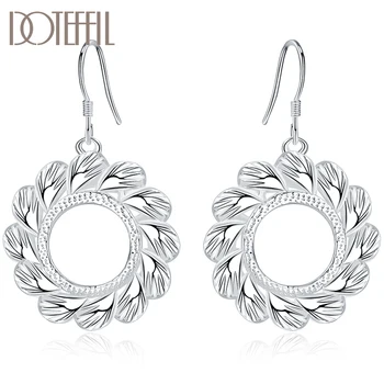 

DOTEFFIL 925 Sterling Silver Circle Round Drop Earrings For Women Lady Wedding Engagement Party Fashion Jewelry