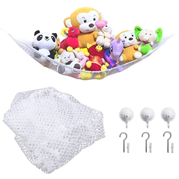 

Organize Stuffed Animals or Children's Toys with Mesh Hammock- Toy Storage Organizer for Stuffed Animals (White)