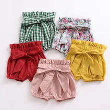 Комплекты и комплекты для девочек, детские трусики с бантиком для маленьких девочек и мальчиков, клетчатые шорты, штаны, леггинсы