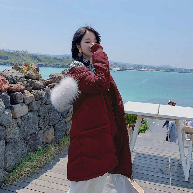 2019 женская зимняя куртка большой меховой воротник стеганая женское пуховое
