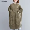 long sleeve plus size cotton linen vintage plaid women casual loose autumn shirt dress elegant clothes 2022 ladies dresses ► Photo 1/6