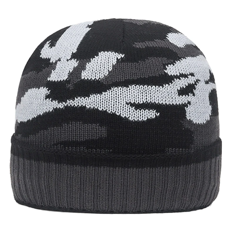 

2020 Autumn And Winter New Men's Plus Velvet Warm Pullover Knit Hat Camouflage Woolen Hat