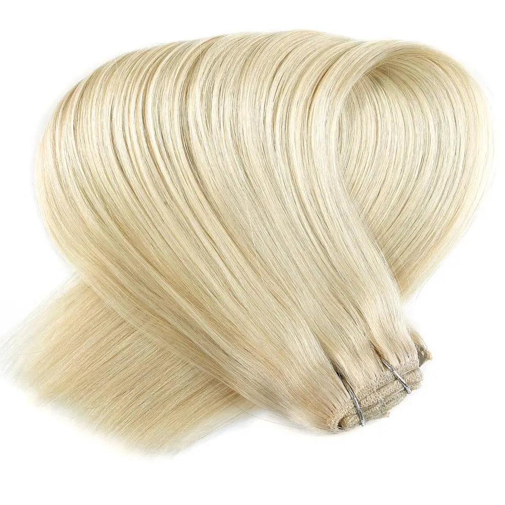 Neitsi Double Drawn Remy Clip In On Human Hair Extensions 20" 24" 7pcs 16 Clips Natural Straight Clip Ins + 30pcs Strong Clips