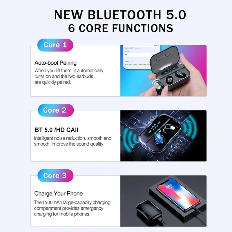 ABHU-Bluetooth 5,0 TWS наушники IPX7 водонепроницаемые с микрофоном стерео наушники-вкладыши зарядное устройство батарея цифровой дисплей