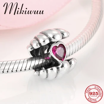

Hot sale 925 Sterling Silver Shell with Pink heart Beads Fit Original Mikiwuu Charm Bracelet Jewelry Making