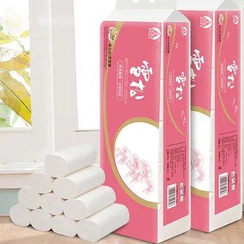 

QIC 6 Layers Home Kitchen Rolling Papers 12 Rolls Toliet Paper Bulk Disposable Paper Towels Absorbent Toilet Tissues