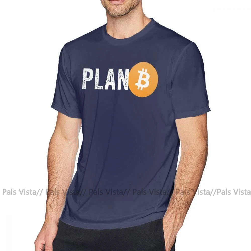 Биткоин футболка Plan B футболка 100 хлопок короткий рукав Футболка с принтом уличная Мужская большая отличная футболка - Цвет: Тёмно-синий