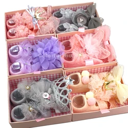 Chaussons pour Nouveau Né pour Fille, Bandeau, Cadeau, Chaussettes de Pied, Couronne en Dentelle, Accessoires pour Cheveux, Accessoires Photo, 3 Pièces 