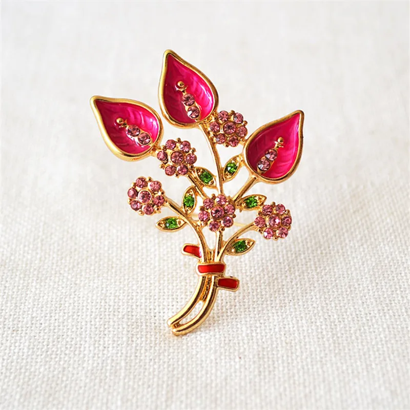 

New Japanese and Korean style Enamel inlaid semi-precious stones bouquet simple versatile delicate brooch accessories