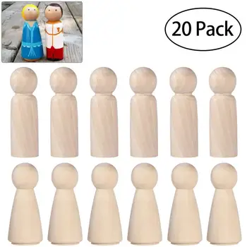 

20pcs Wooden Peg Doll Unfinished Bodies Angel Dolls People Shape Decorative Supplies For DIY Craft Birthday Wedding Theme