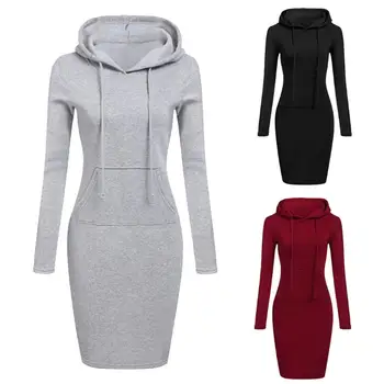 

Hoodie Autumn Winter Hoodie For Women Solid Color Sport Hoodie Long Sleeve Sweatshirt Pocket Long Slim Pullovers Ladies Casual