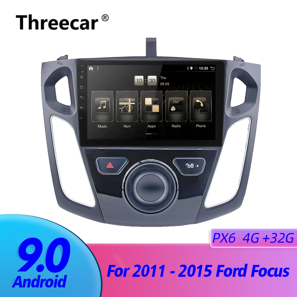 Форд фокус 3 магнитолы 2 din Android 9,0 Ouad Core PX6 автомобильное радио стерео gps Navi Аудио Видео плеер PC Box Wifi BT HDMI AMP 7851 OBD DAB+ SWC 4G+ 32G