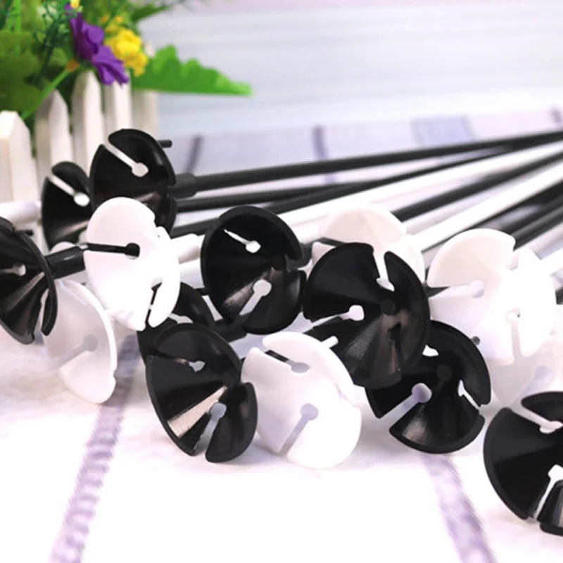  Solid Color Balloon Stick Stand Plastic Balloon Sticks With Cup Black/White Balloon Stick Stand Bal